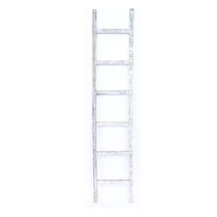 6 Step Rustic White Wash Wood Ladder Shelf - Homeroots