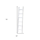 6 Step Rustic White Wash Wood Ladder Shelf - Homeroots - Flyclothing LLC
