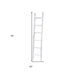 6 Step Rustic White Wash Wood Ladder Shelf - Homeroots