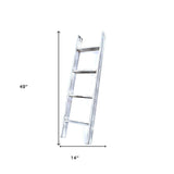 49" Whitewash Rustic Four Step Wood Ladder Shelf - Homeroots - Flyclothing LLC