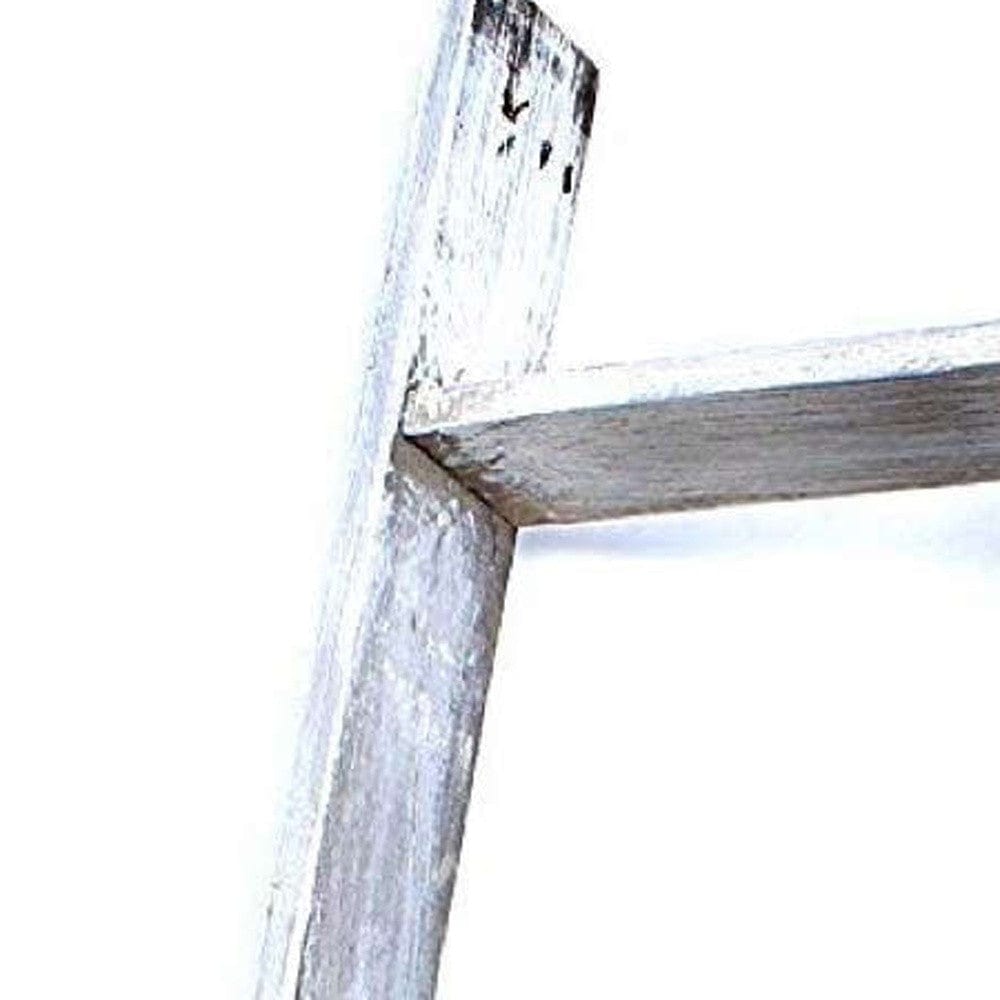 49" Whitewash Rustic Four Step Wood Ladder Shelf - Homeroots - Flyclothing LLC