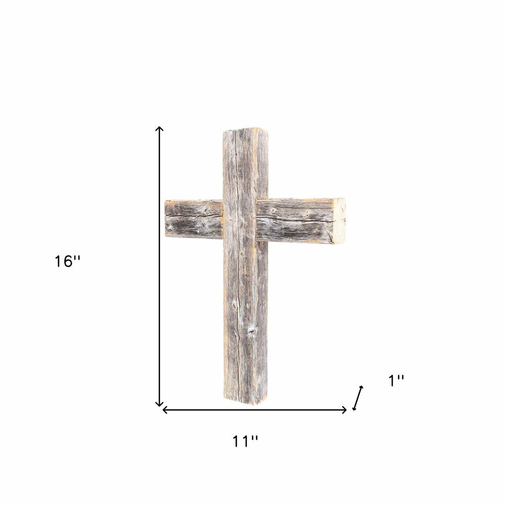 Rustic Weathered Grey Reclaimed Wood Cross Decoration - Homeroots - Flyclothing LLC