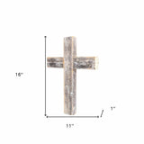 Rustic Weathered Grey Reclaimed Wood Cross Decoration - Homeroots - Flyclothing LLC