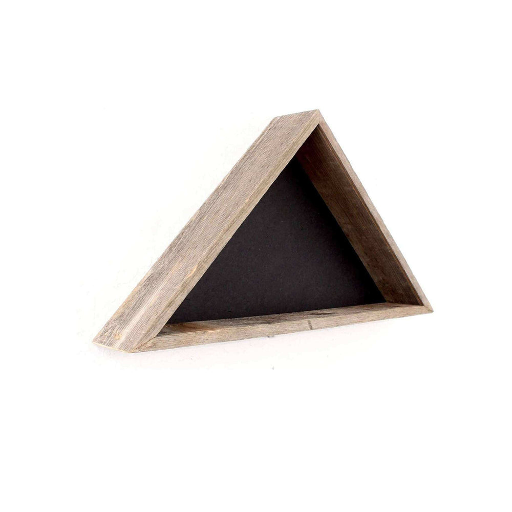 Rustic Weathered Grey Reclaimed Wood Triangle Wooden Display Flag Case - Homeroots - Flyclothing LLC