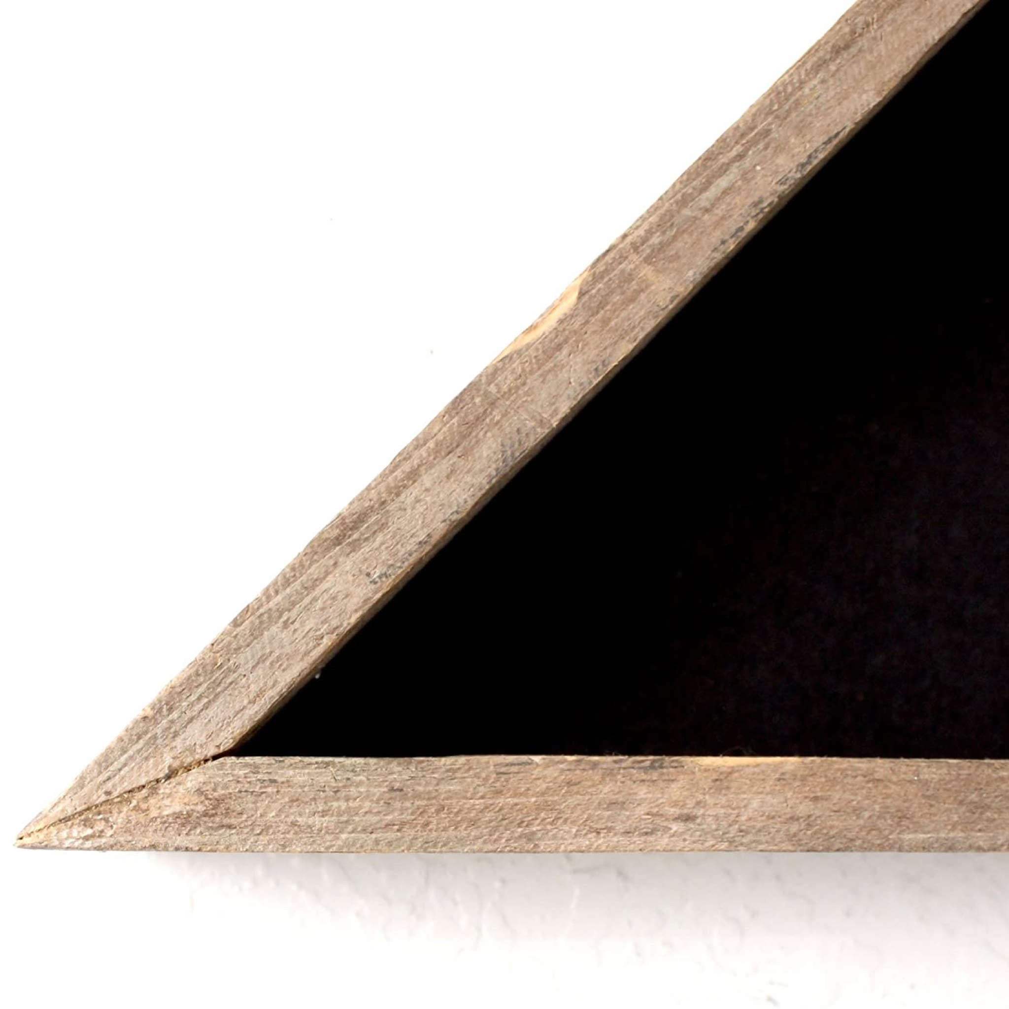 Rustic Weathered Grey Reclaimed Wood Triangle Wooden Display Flag Case - Homeroots - Flyclothing LLC