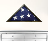 Rustic Weathered Grey Reclaimed Wood Triangle Wooden Display Flag Case - Homeroots