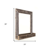 Rustic Weathered Gray Reclaimed Wood Plank Mirror With Shelf - Homeroots - Flyclothing LLC