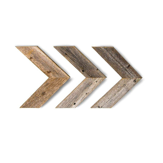 Set Of 3 Rustic Weathered Grey Wood Chevron Arrow - Homeroots