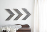 Set Of 3 Rustic Weathered Grey Wood Chevron Arrow - Homeroots