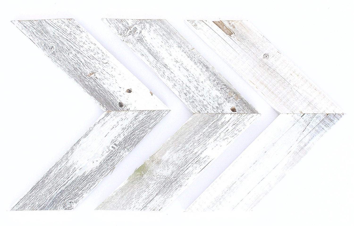 Set Of 3 White Wash Reclaimed Wood Chevron Arrow - Homeroots - Flyclothing LLC