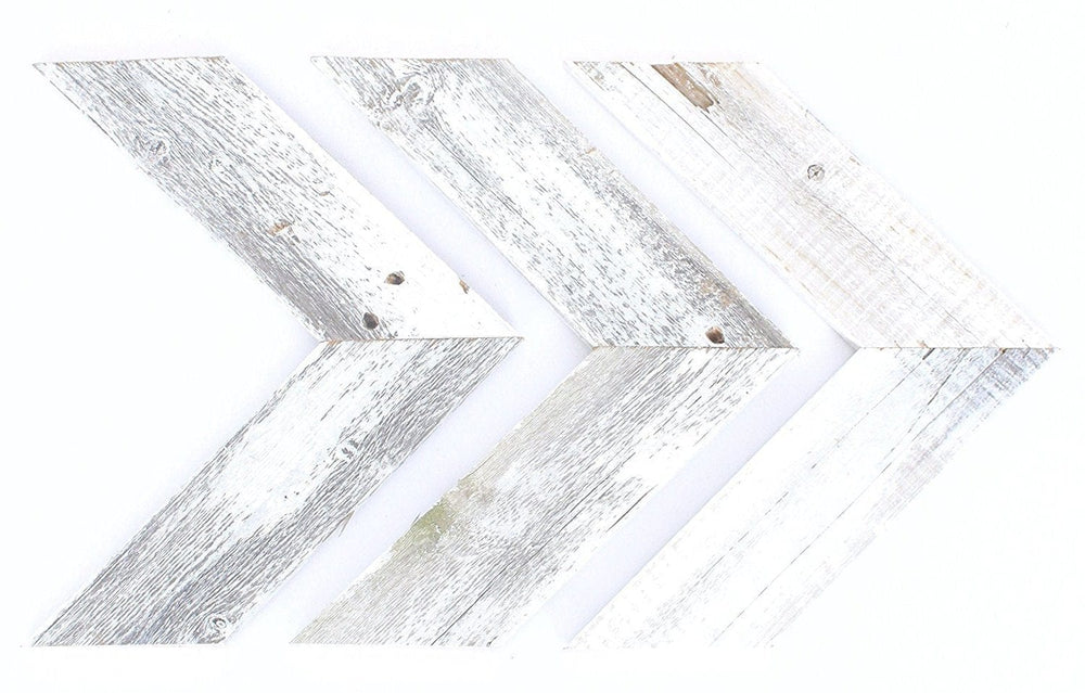 Set Of 3 White Wash Reclaimed Wood Chevron Arrow - Homeroots