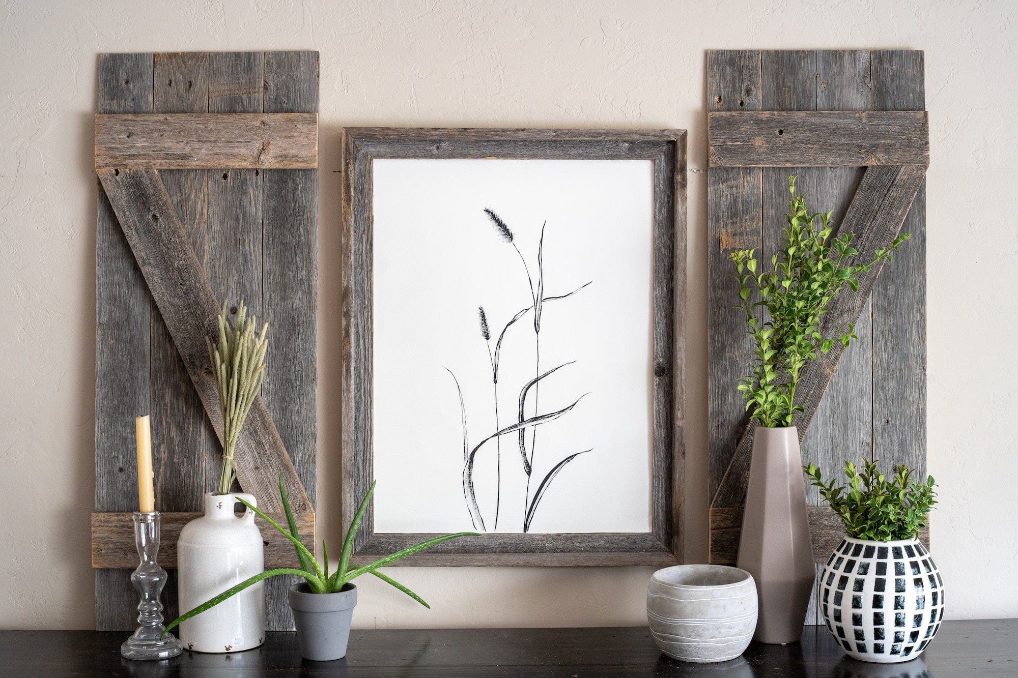 Set of Two 36" X 14" Gray Solid Wood Wall Decor - Homeroots - Flyclothing LLC