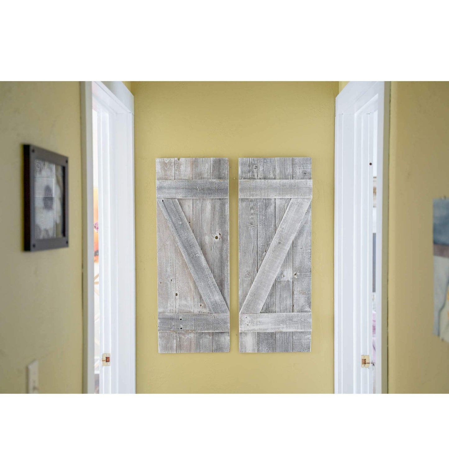 Set Of Two Rustic Weathered Grey Wood Decorative Window Shutters - Homeroots - Flyclothing LLC