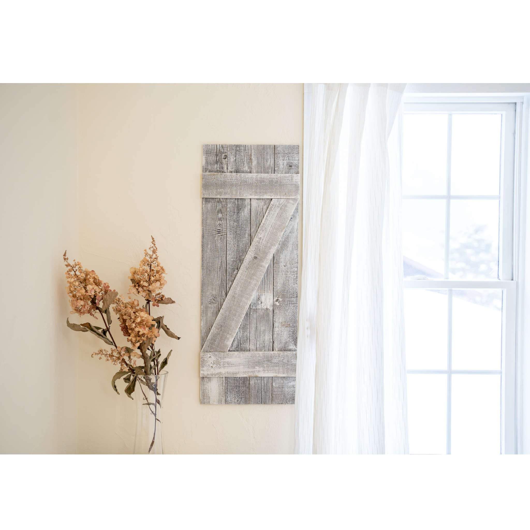 Set Of Two Rustic Weathered Grey Wood Decorative Window Shutters - Homeroots - Flyclothing LLC