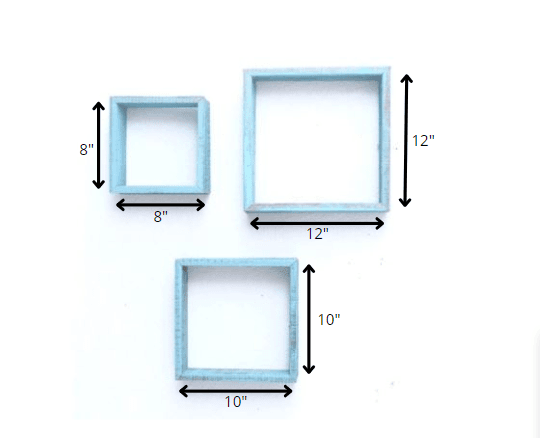 Set Of 3 Square Robins Egg Blue Reclaimed Wood Open Box Shelve - Homeroots - Flyclothing LLC