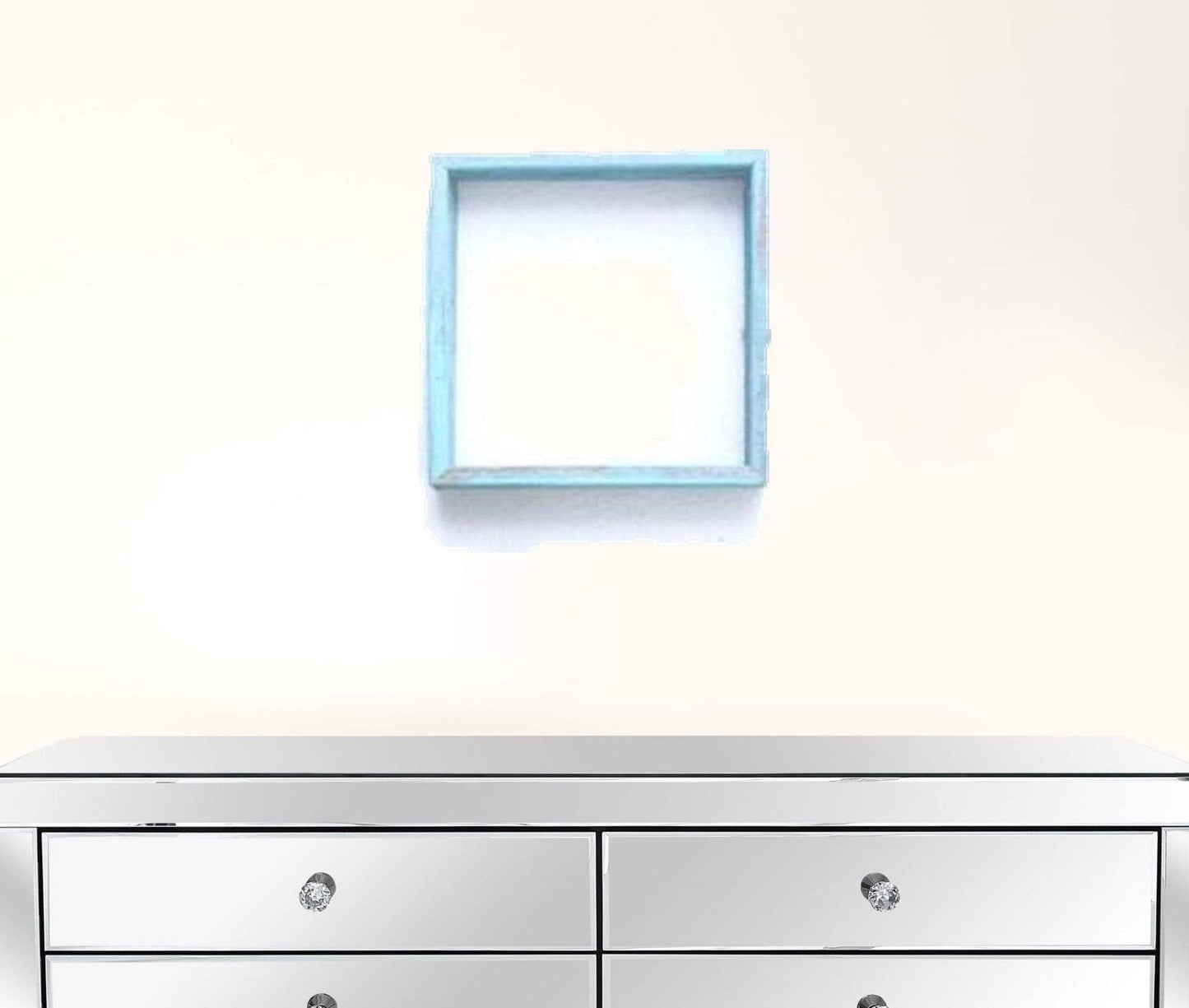 Set Of 3 Square Robins Egg Blue Reclaimed Wood Open Box Shelve - Homeroots - Flyclothing LLC