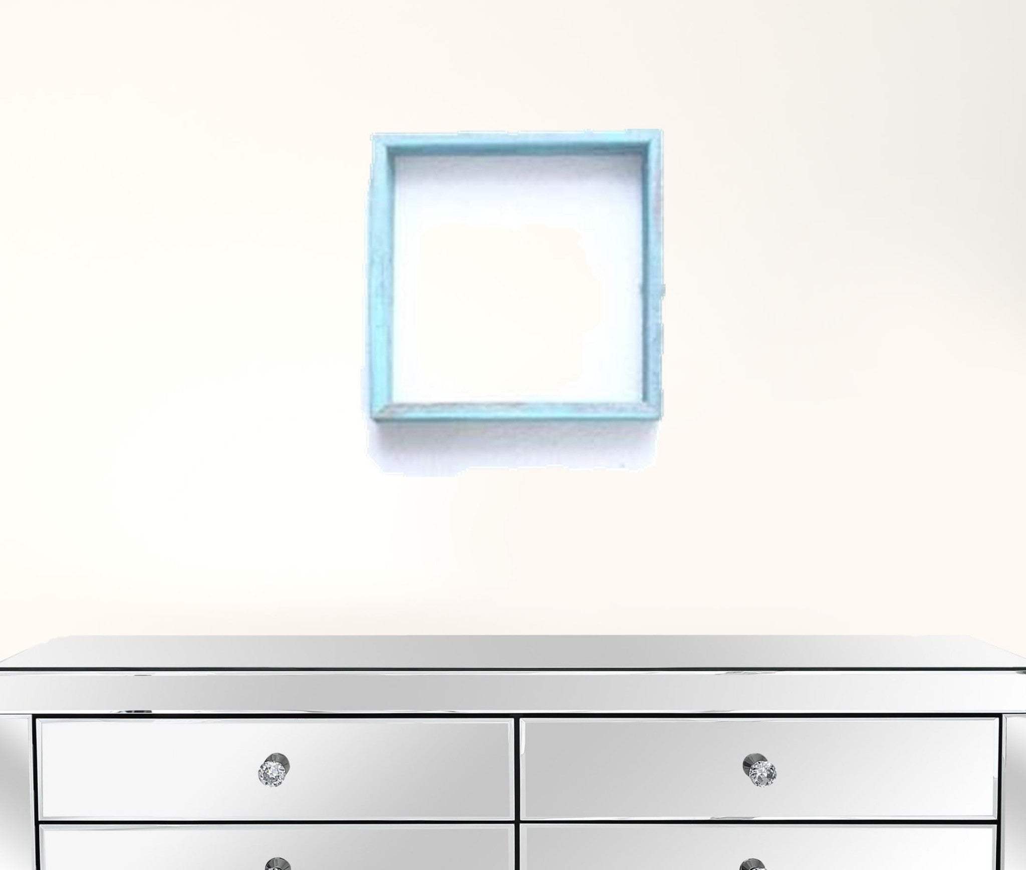 Set Of 3 Square Robins Egg Blue Reclaimed Wood Open Box Shelve - Homeroots - Flyclothing LLC