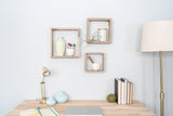 Set Of 3 Square Rustic White Wash Wood Open Box Shelve - Homeroots