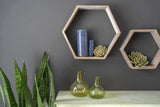 Set Of 3 Hexagon Rustic Natural Weathered Grey Wood Open Box Shelve - Homeroots - Flyclothing LLC