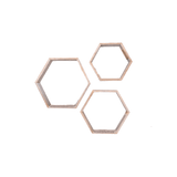 Set Of 3 Hexagon Rustic Natural Weathered Grey Wood Open Box Shelve - Homeroots