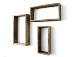 Rustic Farmhouse Set Of 3 Rectangle Shadow Box Shelves - Homeroots
