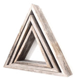 Set Of 3 Triangle Rustic Natural Weathered Grey Wood Open Box Shelve - Homeroots