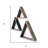 Set Of 3 Triangle Rustic Natural Weathered Grey Wood Open Box Shelve - Homeroots - Flyclothing LLC