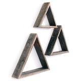 Set Of 3 Triangle Rustic Natural Weathered Grey Wood Open Box Shelve - Homeroots - Flyclothing LLC