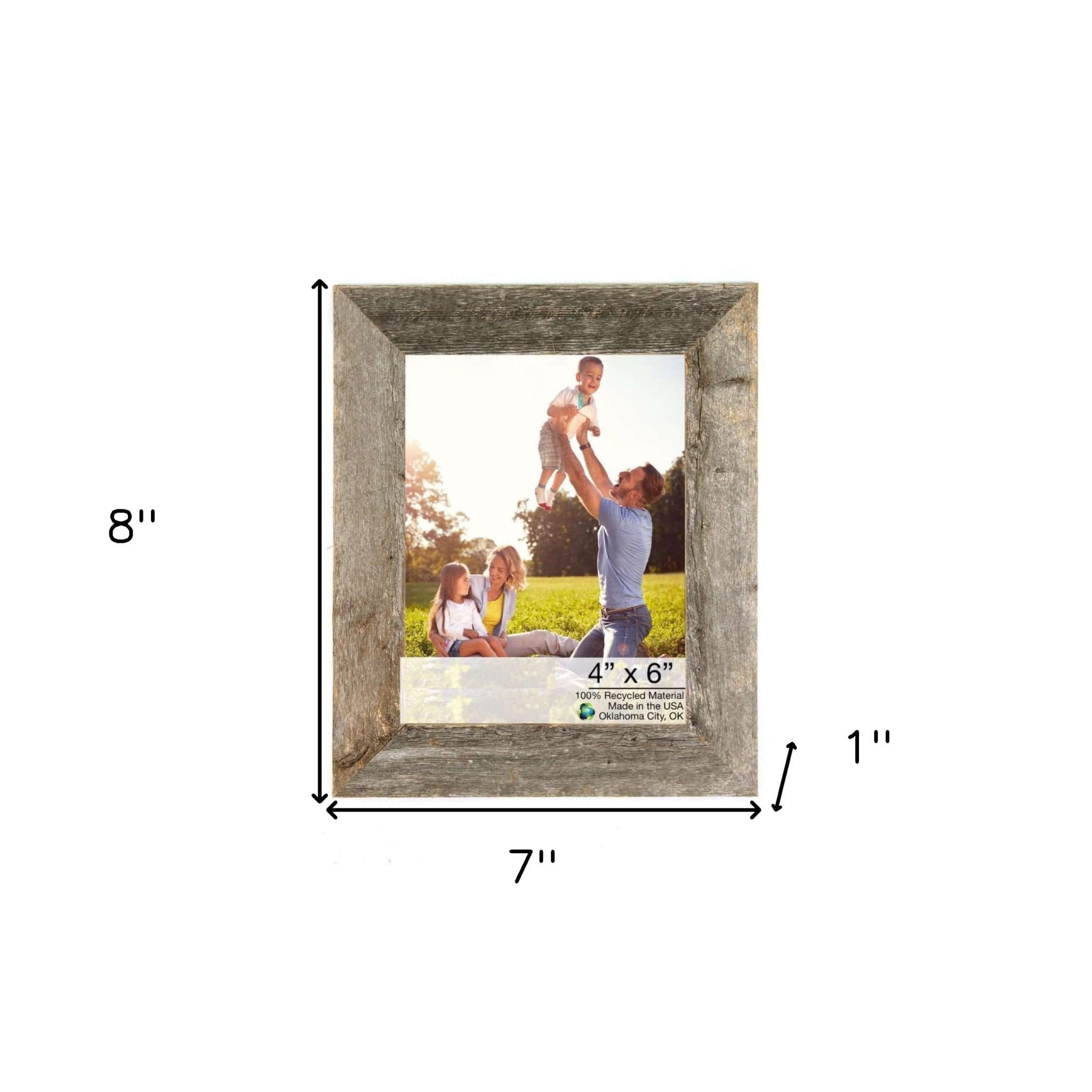 7"X8" Natural Weathered Grey Picture Frame With Easel Backs - Homeroots