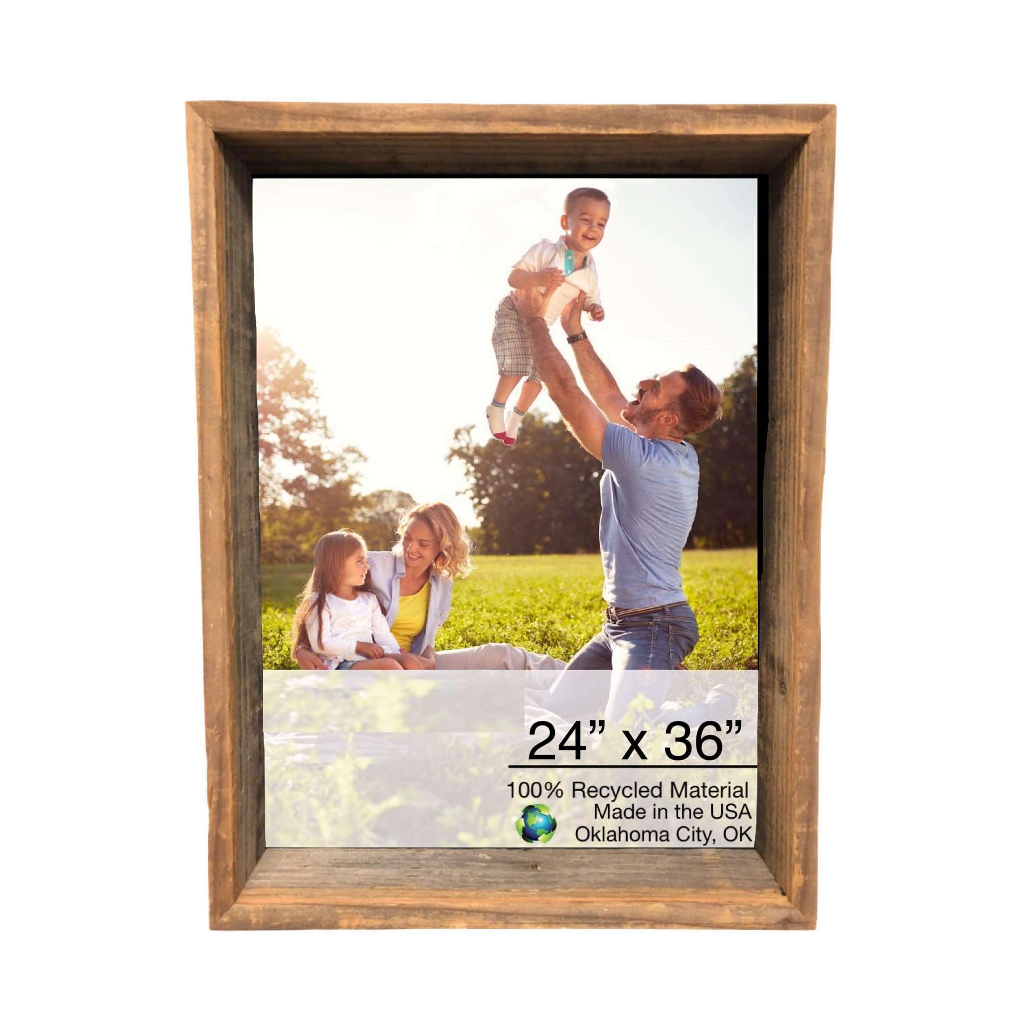 24" X 36" Gray Brown Rustic Solid Wood Hanging Or Tabletop Picture Frame - Homeroots - Flyclothing LLC