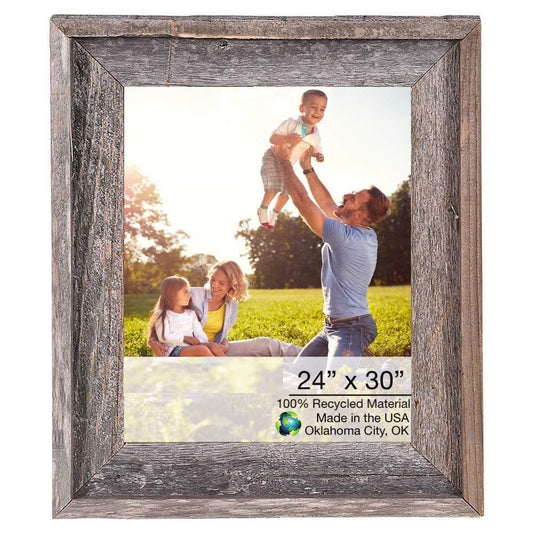 24 X 30 Natural Weathered Grey Picture Frame With Plexiglass Holder - Homeroots