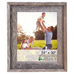 24 X 30 Natural Weathered Grey Picture Frame With Plexiglass Holder - Homeroots
