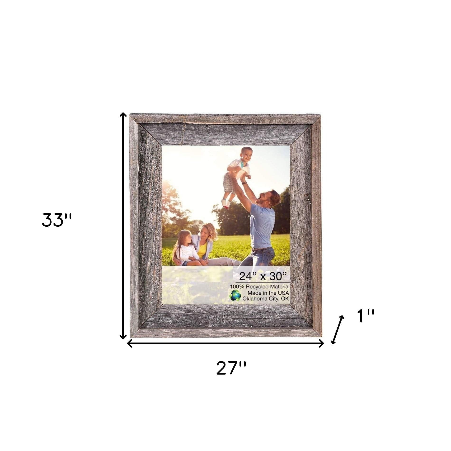 24 X 30 Natural Weathered Grey Picture Frame With Plexiglass Holder - Homeroots