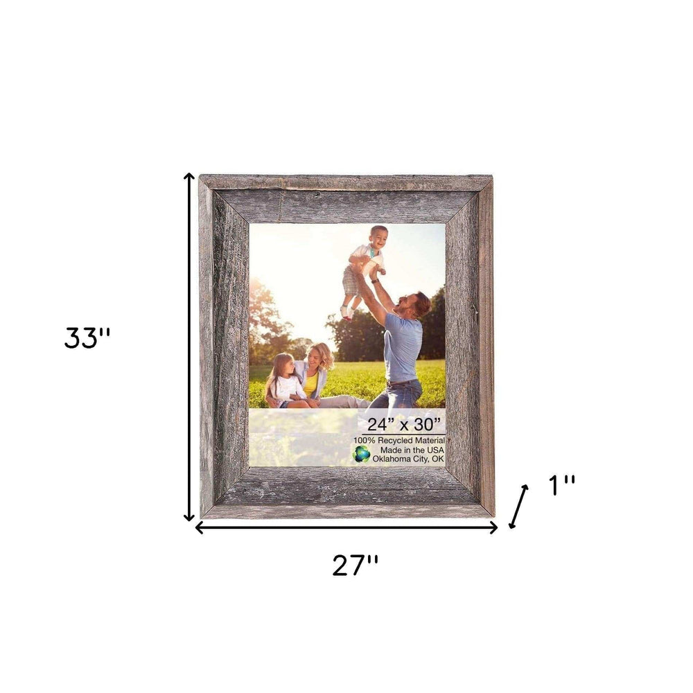 24 X 30 Natural Weathered Grey Picture Frame With Plexiglass Holder - Homeroots - Flyclothing LLC