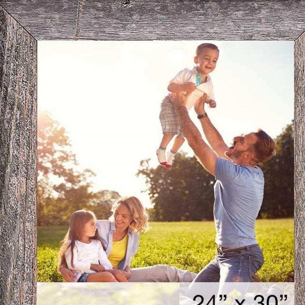 24 X 30 Natural Weathered Grey Picture Frame With Plexiglass Holder - Homeroots - Flyclothing LLC