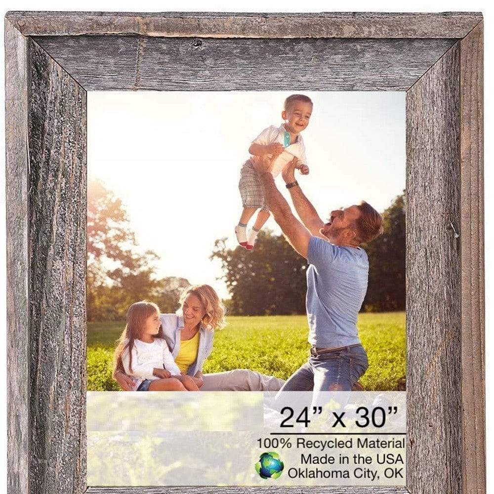 24 X 30 Natural Weathered Grey Picture Frame With Plexiglass Holder - Homeroots - Flyclothing LLC
