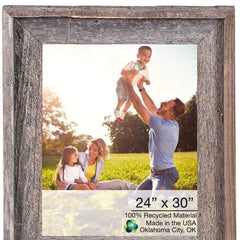 24 X 30 Natural Weathered Grey Picture Frame With Plexiglass Holder - Homeroots
