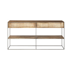 Brown Wood And Silver Metal Frame With 2 Drawer And Sideboard - Homeroots