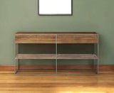 Brown Wood And Silver Metal Frame With 2 Drawer And Sideboard - Homeroots - Flyclothing LLC