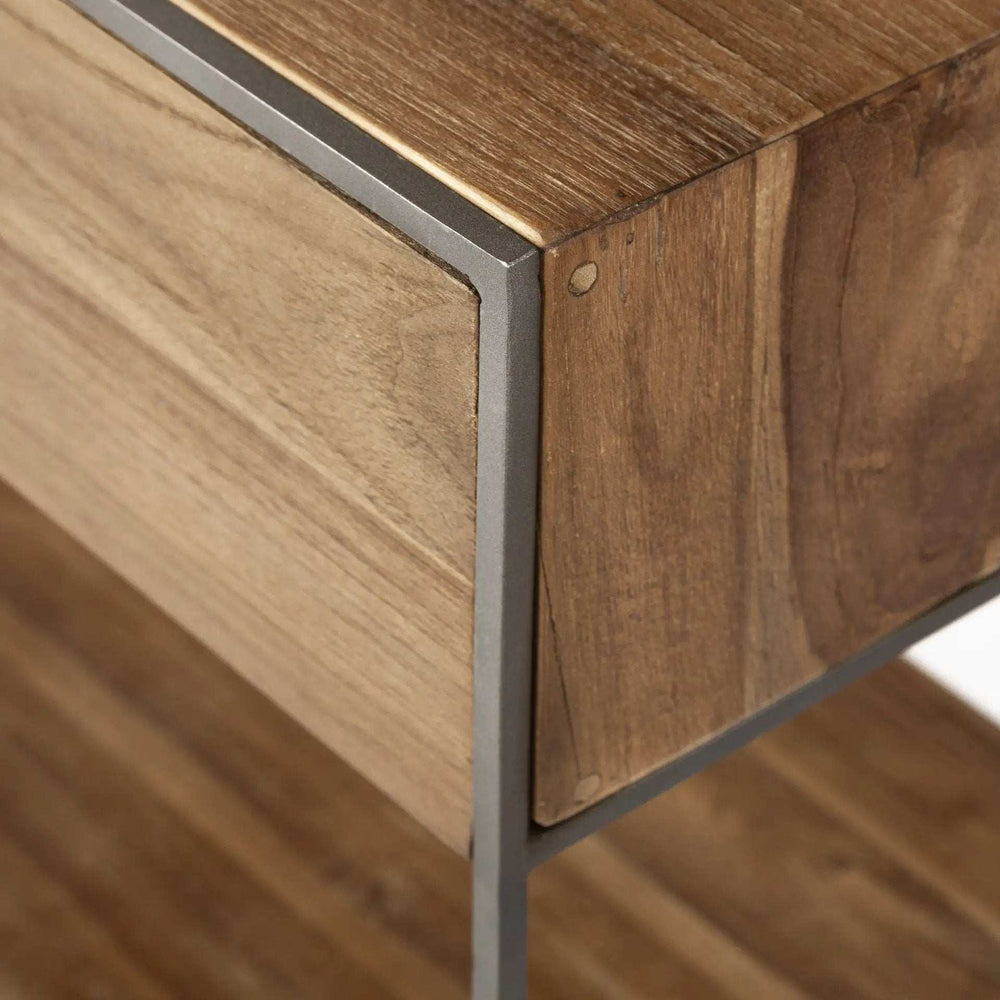 Brown Wood And Silver Metal Frame With 2 Drawer And Sideboard - Homeroots - Flyclothing LLC