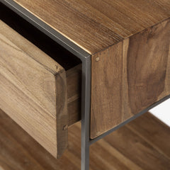 Brown Wood And Silver Metal Frame With 2 Drawer And Sideboard - Homeroots