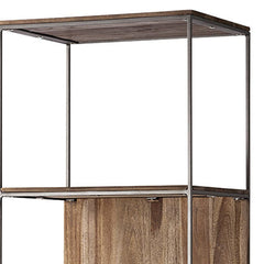 Brown Wood And Silver Metal Frame With 4 Shelf Shelving Unit - Homeroots