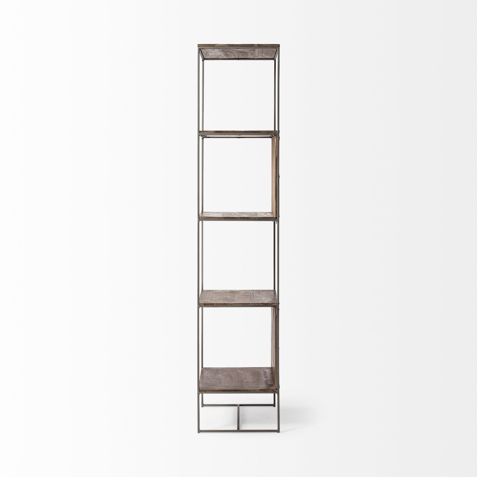 Brown Wood And Silver Metal Frame With 4 Shelf Shelving Unit - Homeroots
