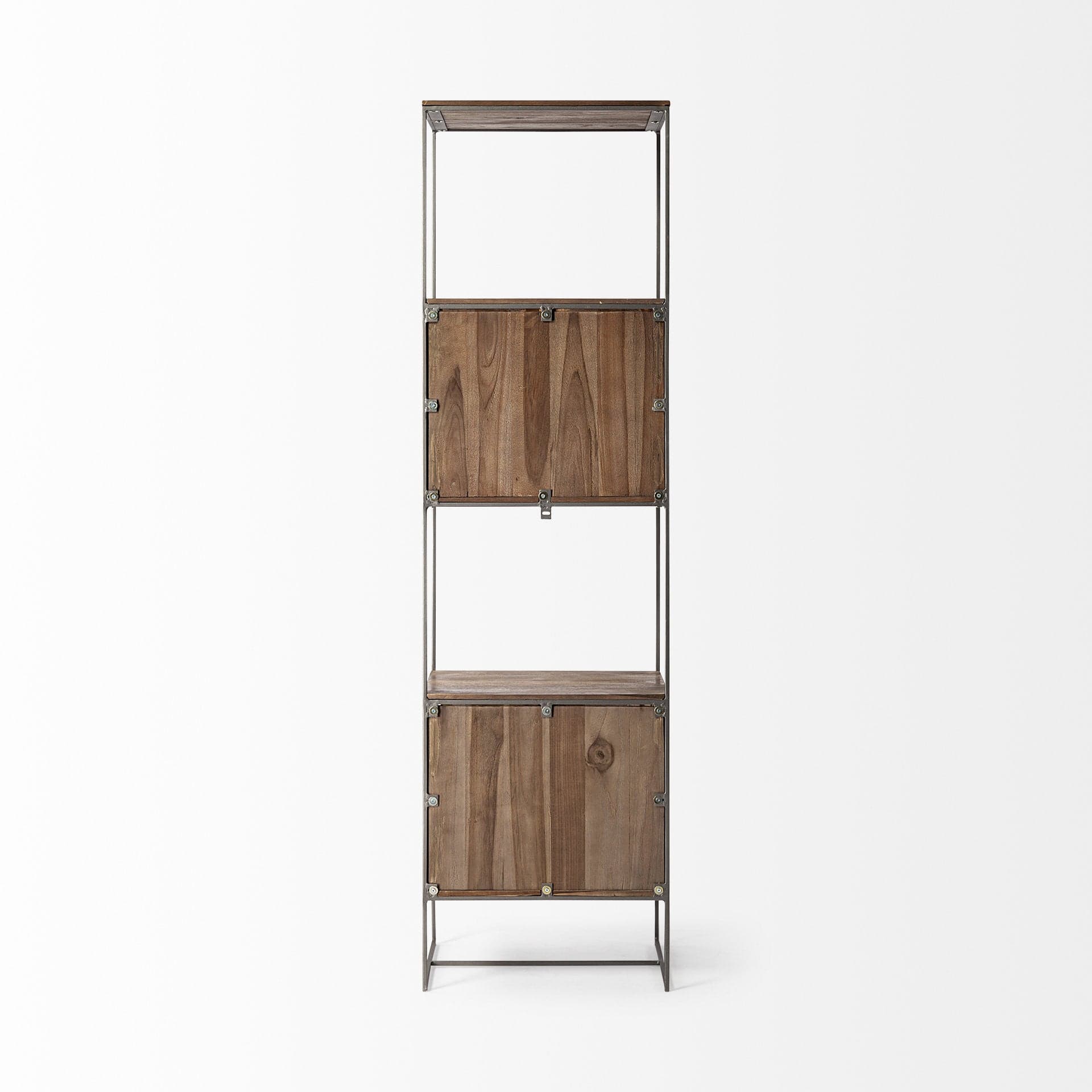 Brown Wood And Silver Metal Frame With 4 Shelf Shelving Unit - Homeroots