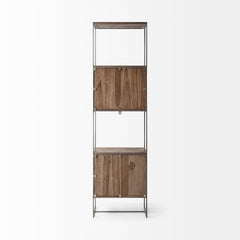 Brown Wood And Silver Metal Frame With 4 Shelf Shelving Unit - Homeroots
