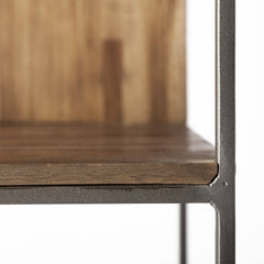 Brown Wood And Silver Metal Frame With 4 Shelf Shelving Unit - Homeroots