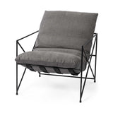 30" Gray And Black Linen Lounge Chair - Homeroots - Flyclothing LLC