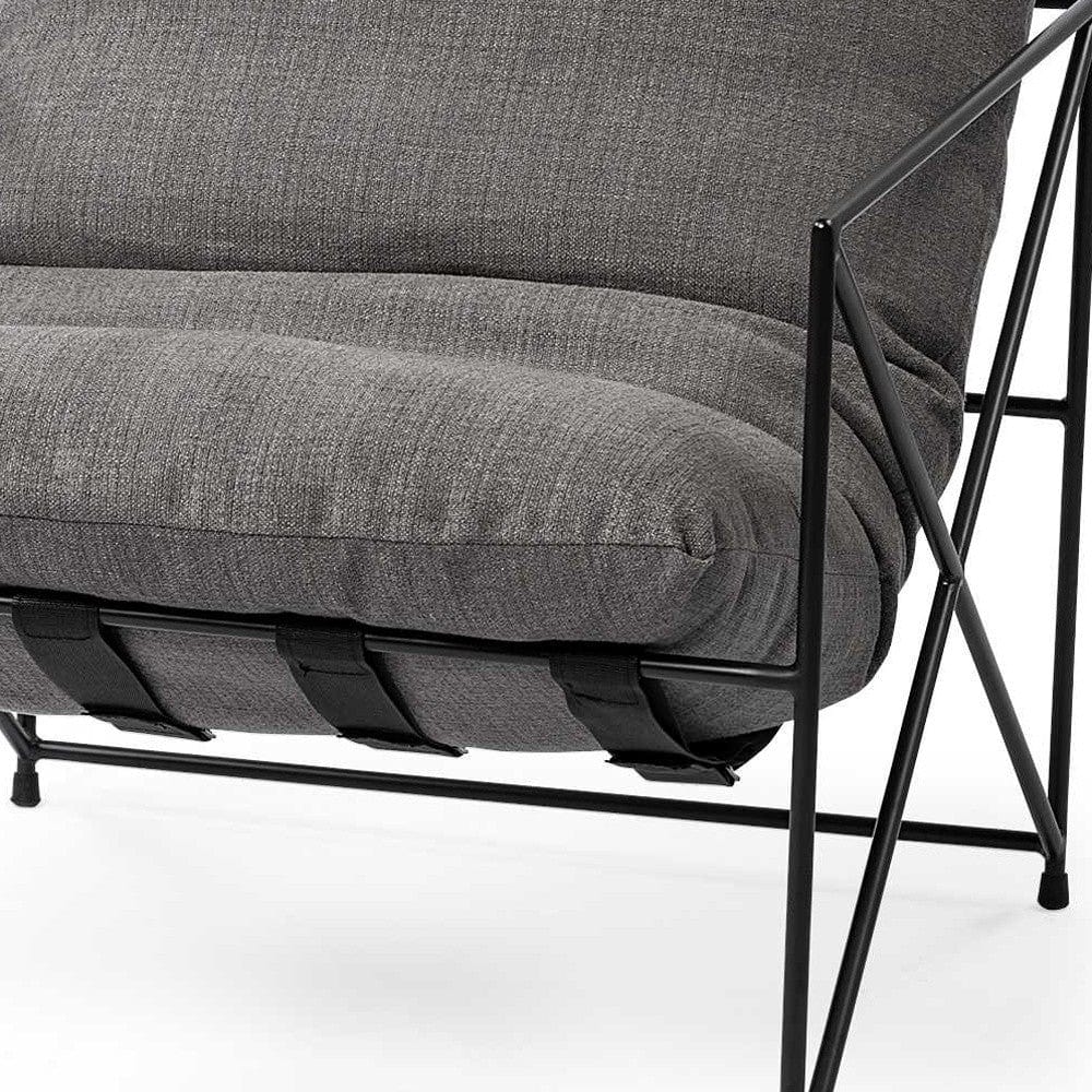 30" Gray And Black Linen Lounge Chair - Homeroots - Flyclothing LLC