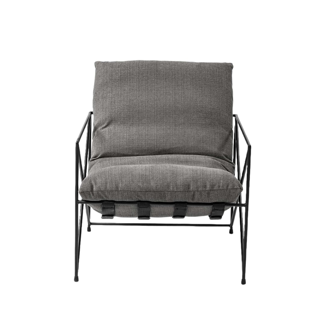 30" Gray And Black Linen Lounge Chair - Homeroots - Flyclothing LLC