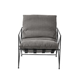 30" Gray And Black Linen Lounge Chair - Homeroots - Flyclothing LLC